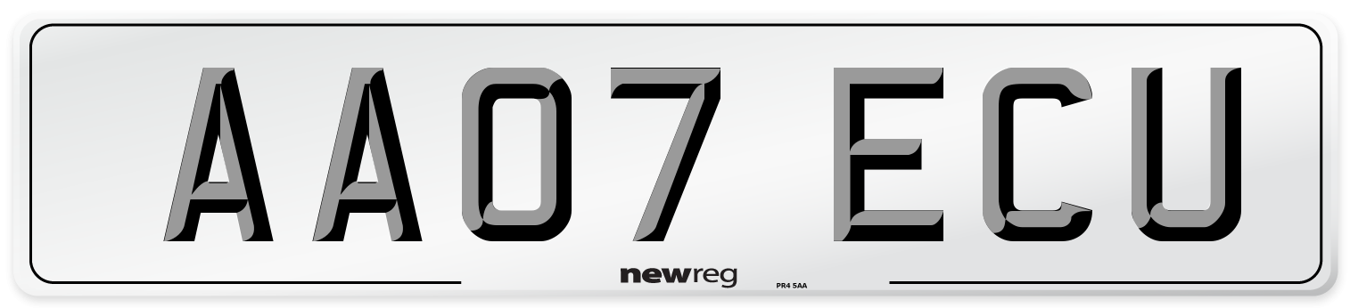 AA07 ECU Number Plate from New Reg